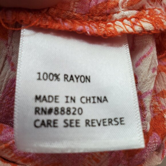 RACHEL ZOE SZ XL Salmon, Pink & Cream Flowy Long-sleeve Button up Rayon Top - Picture 8 of 9
